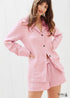 Hiloc Cotton Sleepwear Women Pajama Turn Down Collar Suits With Shorts Long Sleeve Pajamas For Sleep